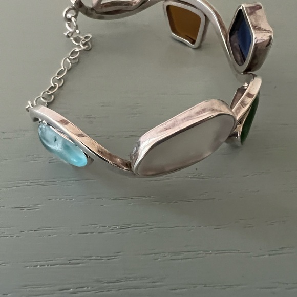 Charles Albert Sterling Silver 925 Cuff Bracelet with Recycled Glass - Picture 2 of 6